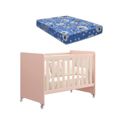 Imagem de Berço Americano Evolution Multifuncional 4 em 1 Rosa Fosco com Colchão - Reller