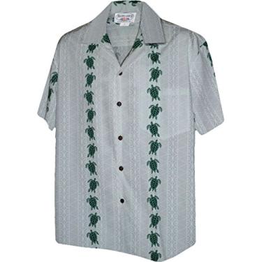 Imagem de Pacific Legend Camiseta masculina Turtle Panel Aloha, Branco, 4G