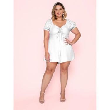 Imagem de Macaquinho Curto Plus Size Manga Curta Amarração nas Costas Feminino-Feminino