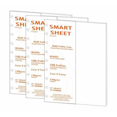 Imagem de Kit 3 Refil Caderno Inteligente 120G 100 Folhas Liso Medio