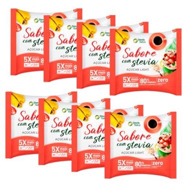 Imagem de Kit 8 Açúcar Light Sabore com Stevia Adoça e Rende 5x mais Stevia Natus 500g