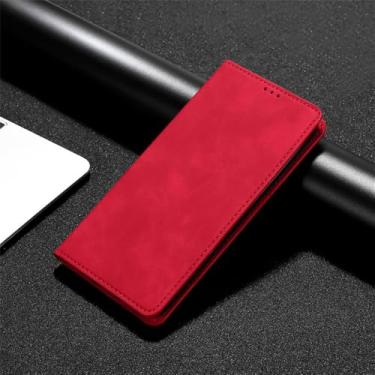 Imagem de Capa de couro de luxo para oneplus 3 3t 5t 6 6t 7 7t pro flip à prova de choque carteira capa de telefone para oneplus 5 magnético, vermelho, para oneplus 7t