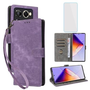 Imagem de IUQXU Capa carteira para celular Infinix Note 40 Pro Plus 5G / Infinix Note 40 Pro com protetor de tela [bloqueio RFID] capa feminina de couro para celular Infinix Note40 Pro + 4G 5G roxo