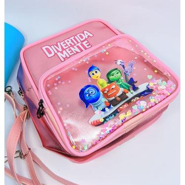 Imagem de Bolsa Infantil Menina Mochila de Costa Pequena Personagens com Brilho Divertidamente 2 Bolsinha Divertida Mente Passeio