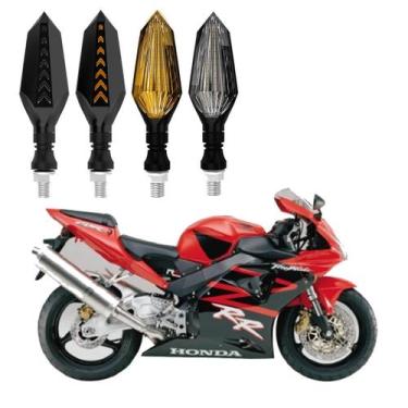 Imagem de KIT 4 Setas Sequenciais Led Universal Pisca Amarelo P43S Moto Honda CB