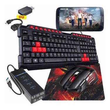Imagem de Kit Mobilador Gamer HUB 3.0 4 Portas + Mouse Led 3200 dpi + Pad Speed 