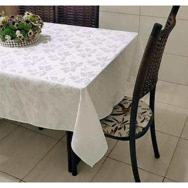 Imagem de Toalha Mesa Quadrada Jacquard 4 Lugares 140X140cm Branco - Uniart