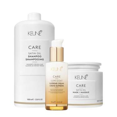 Imagem de Kit Keune Care Satin Oil Shampoo Litro Máscara G e Lumi Coat Supreme C