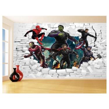 Imagem de Papel De Parede 3D Vingadores Entrando Quarto 3,5M Nhma117 - Você Deco