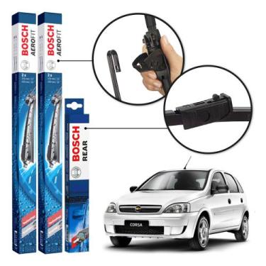 Imagem de Kit 3 Palhetas Dianteiras + Traseira Original Bosch Chevrolet Corsa Ha