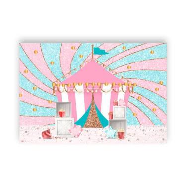 Imagem de Fundo Fotográfico 2,20 x 1,50 - Circo Rosa e Azul Efeito Glitter 011 -