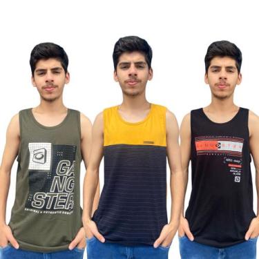 Imagem de Kit 3 Camiseta Regata Masculina Gangster Fatal Overcore Top, Variados,