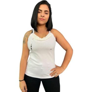 Imagem de Regata feminina alcinha com renda - Anj Modas, Branco, M