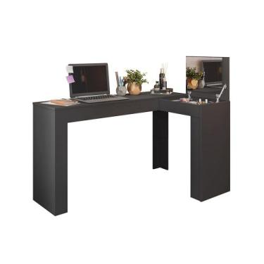 Imagem de Mesa Escrivaninha Penteadeira Canto Camarim com Espelho - Mobler, Pret