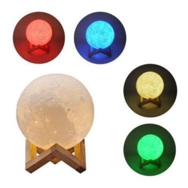 Imagem de Abajur Luminária lua 3d decoração iluminação Luz 5 cores - 3D Moon