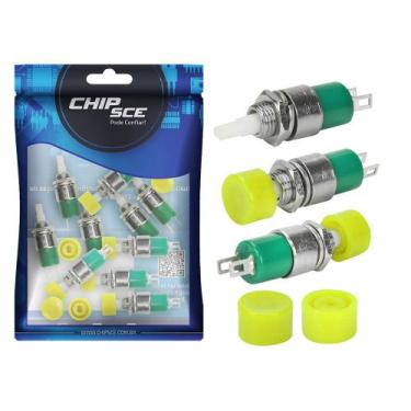 Imagem de 10x Chave Push Button 2 Terminais N/A S/ trava Ds323 Amarelo - CHIPSCE