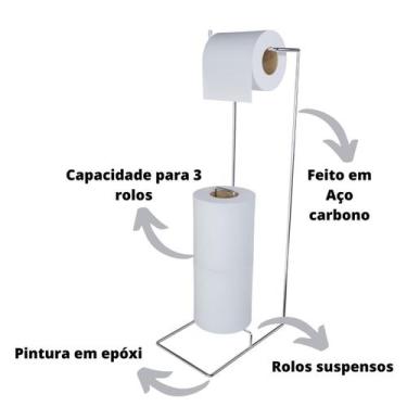 Imagem de Papeleira Suporte Porta Papel Higiênico De Chão 3 Rolos Cromado - Di C