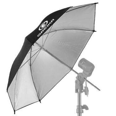 Imagem de Sombrinha Rebatedora Preta E Prata Greika Para Estúdio - 84cm