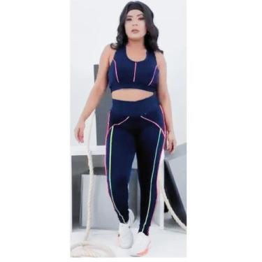 Imagem de Conjuntos Calça Legging E Top Roupas Feminina Academia - WM, M, Preto 