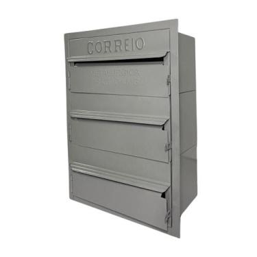 Imagem de Caixa de Correios Cinza e Preta 3 Módulos Tamanho 15x25x36cm Aço - Nos