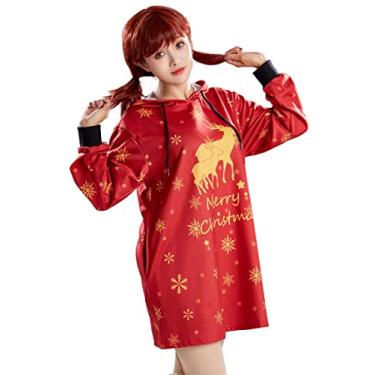 Imagem de haikyuu Moletom feminino de Natal com capuz, macacão fofo de rena, fantasia de alce, cosplay de cervo, Vermelho, Small