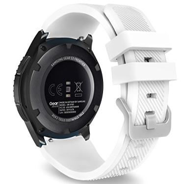 Imagem de MoKo Pulseira compatível com Samsung Galaxy Watch 3 de 45 mm/Gear S3 Frontier/Classic/Galaxy Watch 46 mm/Huawei Watch GT2 Pro/GT 46 mm/GT2 46 mm/Ticwatch Pro 3, pulseira de silicone compatível com pulseira de 22 mm, branca
