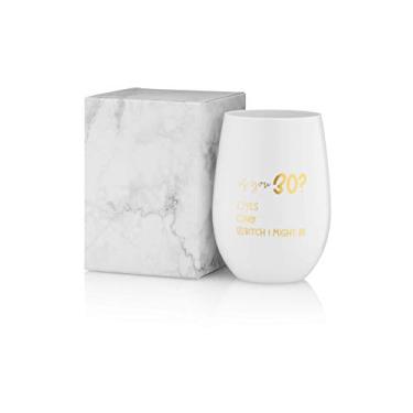 Imagem de Óculos de vinho para aniversário – 100% plástico tritan inquebrável com detalhes em folha – 473 ml (ouro 30)