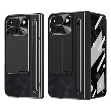 Imagem de Deoisllo Capa dobrável para Pixel 9 Pro - Capa de couro macio com suporte, proteção de lente, caneta, proteção de dobradiça e protetor de tela - para Google Pixel 9 Pro Fold 5G (preto)
