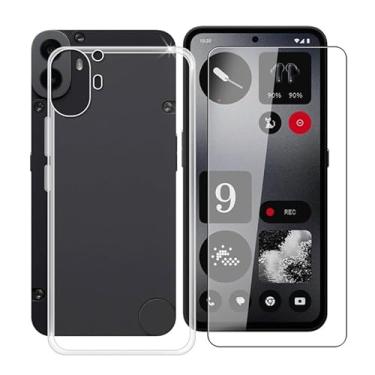 Imagem de HGJTFANY Capa para Nothing CMF Phone 1 (6,67") com [1 x película de vidro temperado], ultra fina suave silicone capa transparente anti-choque TPU capa para Nothing CMF Phone 1 - transparente