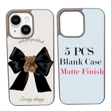 Imagem de JUSTRY Capa de telefone em branco com sublimação de 5 peças projetada para iPhone 15, 6,1 polegadas, borracha macia + inserção de alumínio fosco, impressão personalizada, capa protetora antiderrapante