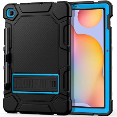 Imagem de Cantis Capa para Samsung Galaxy Tab S6 Lite 10,4 polegadas 2024/2022/2020 com suporte para caneta S, proteção resistente à prova de choque resistente para Samsung S6 Lite 10,4 polegadas, preto + azul