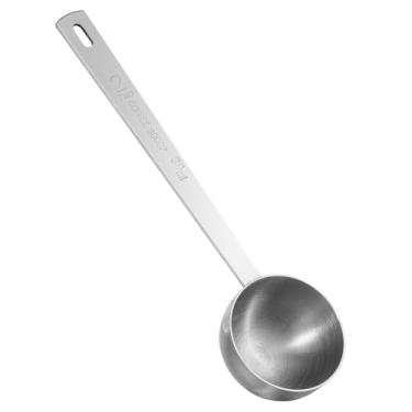 Imagem de Colher de café de aço inoxidável, 1 colher de sopa de medição de 30 ml, colher de sopa de cabo longo, colher de medida, colheres de café para café moído, expresso, chá solto e em pó (prata, 16,2