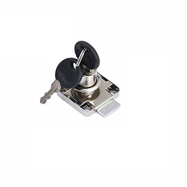 Imagem de Fechadura de gaveta de came de aço laminado a frio 138C-22, armário de armário, níquel para armário de arquivo, trava de gaveta de hardware de câmera cilíndrica, 19 x 20,5 mm (com 2 chaves), 1 peça