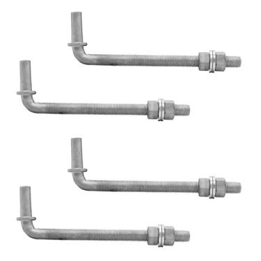 Imagem de Pacote com 4 dobradiças de portão J-Bolt de 20 cm, dobradiça de portão de cerca de corrente KINNAN J-Bolt com pino de dobradiça macho de 5/20.3 cm, dobradiça de poste J-Bolt de aço galvanizado,