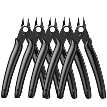 Imagem de BOENFU Cortadores de fio cortadores de gravata com zíper micro cortador de descarga pacote com 5 cortadores de fio de precisão de 12 cm pequenos alicates de corte lateral para fabricação de joias, eletrônicos | preto
