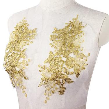 Imagem de BETITETO 1 par de apliques de renda bordados de flores brancas ossos de carro bordados florais costurados para vestido de casamento, vestido de corpete, fantasia, roupas, artesanato, faça você mesmo