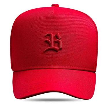 Imagem de Boné Blck Brasil Snapback Aba Curva Logo B Básico Bordado, Vermelho, U