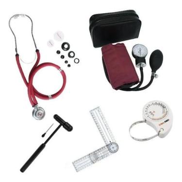 Imagem de Kit Fisioterapia Com Esfigmo Esteto Martelo Trena Goniometro - Premium
