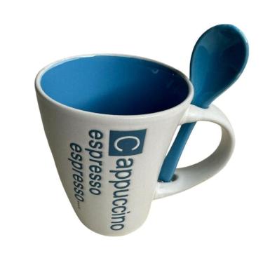 Imagem de kit Xicara e Colher Caneca luxo Cafe Cappuccino luxo 325ml
