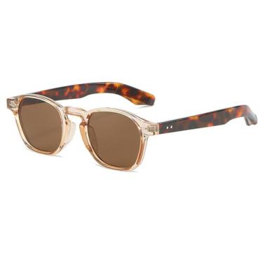 Imagem de Óculos de sol retangulares vintage femininos, lentes azuis, rebites, óculos escuros, óculos de sol quadrados, óculos de sol femininos, UV400, C3, tamanho único