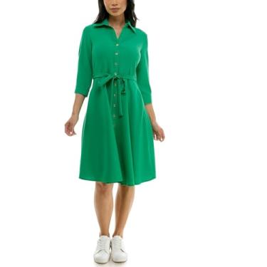 Imagem de Sharagano Vestido feminino casual com botões frontais plissados, Almofada de lírio, 15 Plus Size
