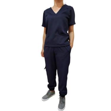 Imagem de Conjunto Pijama Cirúrgico Scrub Feminino Confort - Jaleco Art, Azul ma