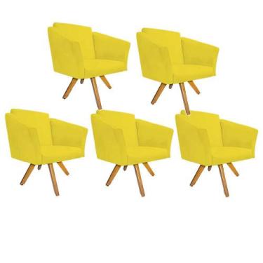 Imagem de Kit 05 Poltrona Cadeira Decorativa  Win Base Giratória Sala de Estar R