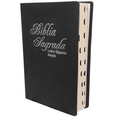 Imagem de Bíblia Sagrada de Tamanho Grande Harpa Cristã Capa Luxo - Preto Nobre 