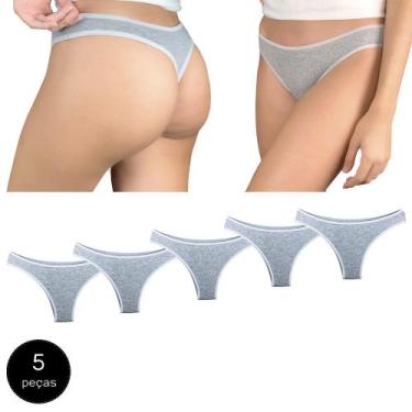 Imagem de Kit 5 Calcinhas Fio Dental Try Basics Algodão Cotton Básica Lisa Moda 