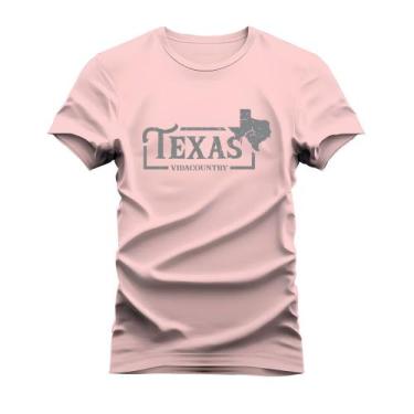 Imagem de Camiseta Plus Size Unissex Confortável Texa Map - Vida Country, Rosa, 