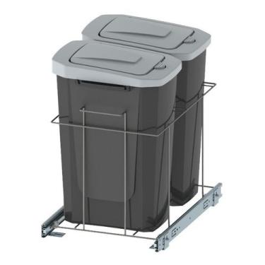 Imagem de Lixeira Dupla Móveis 15 Litros 2 Cestos Tampa Click - Dimec