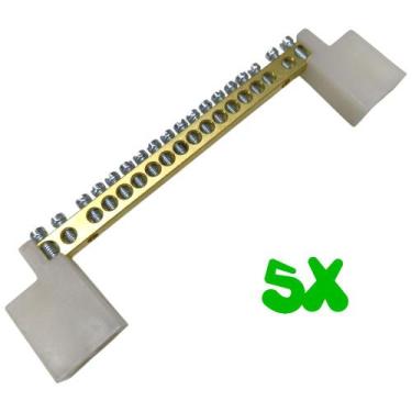 Imagem de Kit 5 Barramento Universal Neutro ou Terra com 18 Furos para Painel Qu