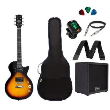 Imagem de Kit Guitarra Strinberg Les Paul LPS200 Caixa Amplificada Sunburst