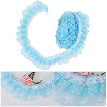 Imagem de Multi Cor 45mm Pontos de Impressão Plissado Guarnição Fita de Renda 5 Metros Costura Lantejoulas Bordado Diy Artesanato para Festa de Aniversário de Casamento (Azul)